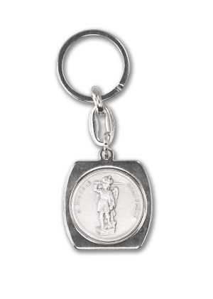 Schlüsselanhänger - Hl. Erzengel Michael, Metall - Farbe silber