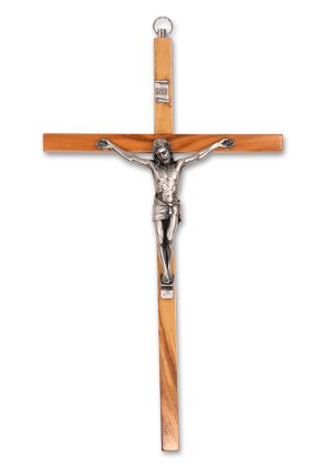 Holzkreuz mit Metallcorpus - 24 cm