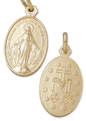 Wundertätige Medaille, Text deutsch, goldfarben